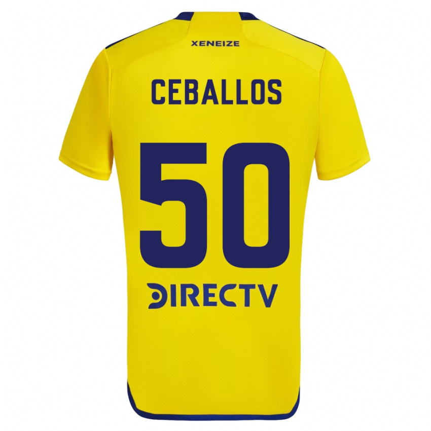 Miesten Julián Ceballos #50 Keltainen Sininen Vieraspaita 2024/25 Lyhythihainen Paita T-Paita