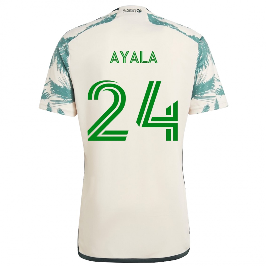 Naisten David Ayala #24 Beige Ruskea Vieraspaita 2024/25 Lyhythihainen Paita T-Paita