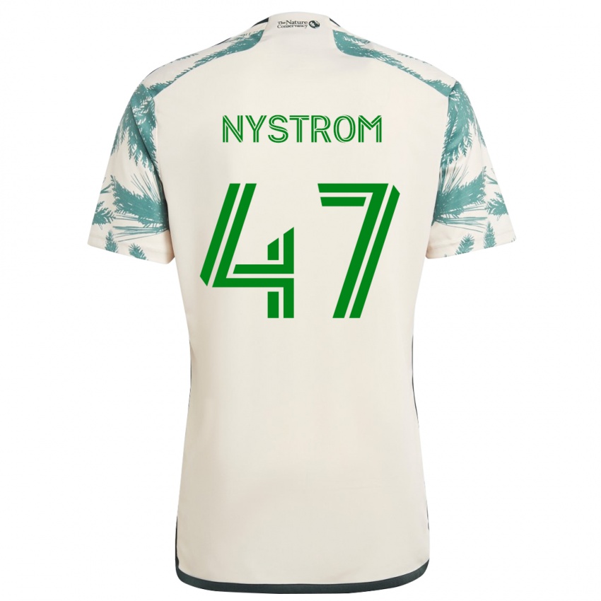 Naisten Maximo Nystrom #47 Beige Ruskea Vieraspaita 2024/25 Lyhythihainen Paita T-Paita