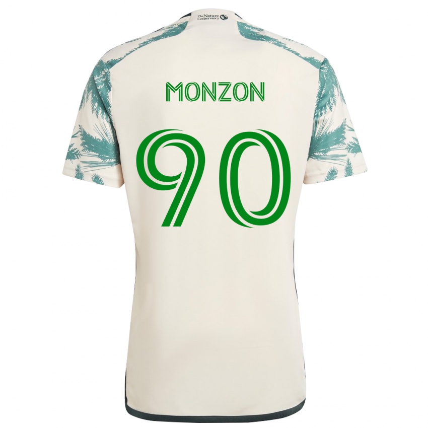 Naisten Florián Monzón #90 Beige Ruskea Vieraspaita 2024/25 Lyhythihainen Paita T-Paita