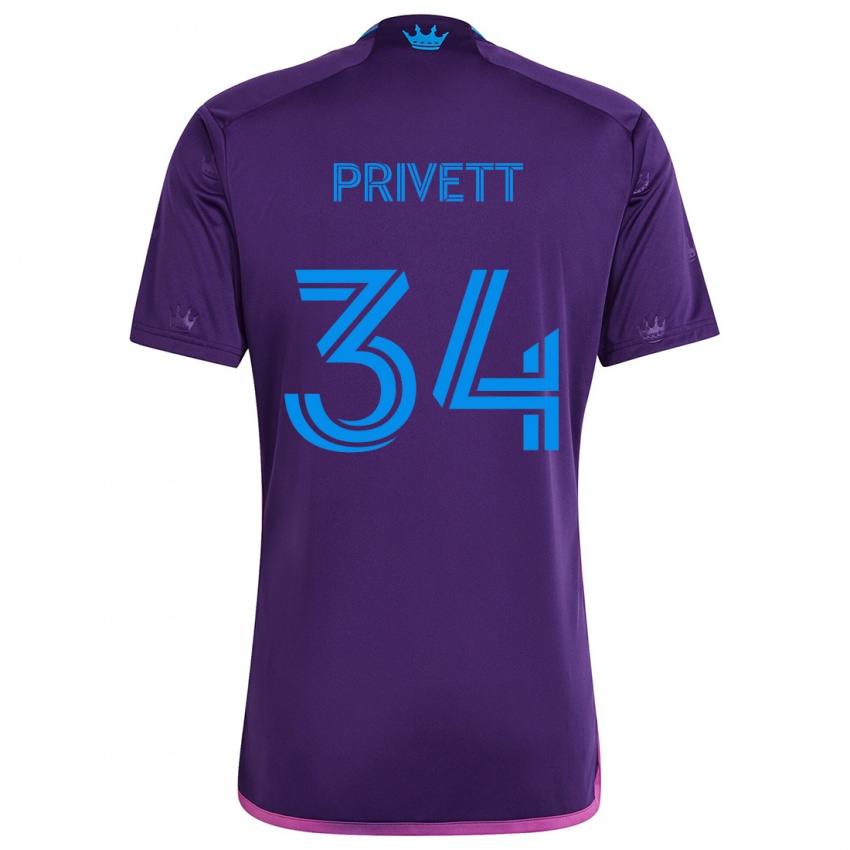 Naisten Andrew Privett #34 Purppura Sininen Vieraspaita 2024/25 Lyhythihainen Paita T-Paita