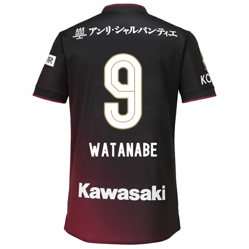 Lapset Hayato Watanabe #9 Musta Punainen Kotipaita 2024/25 Lyhythihainen Paita T-Paita