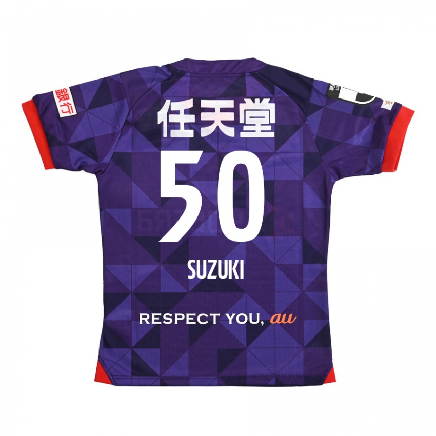 Lapset Yoshinori Suzuki #50 Purppura Valkoinen Kotipaita 2024/25 Lyhythihainen Paita T-Paita