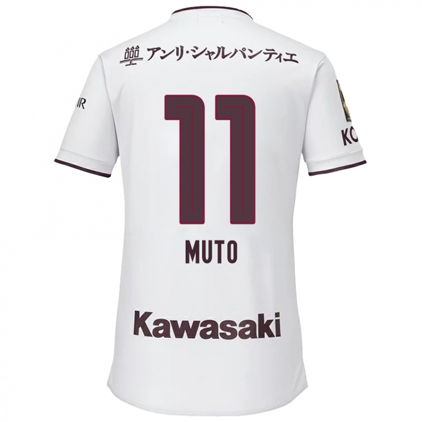 Lapset Yoshinori Muto #11 Valkoinen Punainen Vieraspaita 2024/25 Lyhythihainen Paita T-Paita