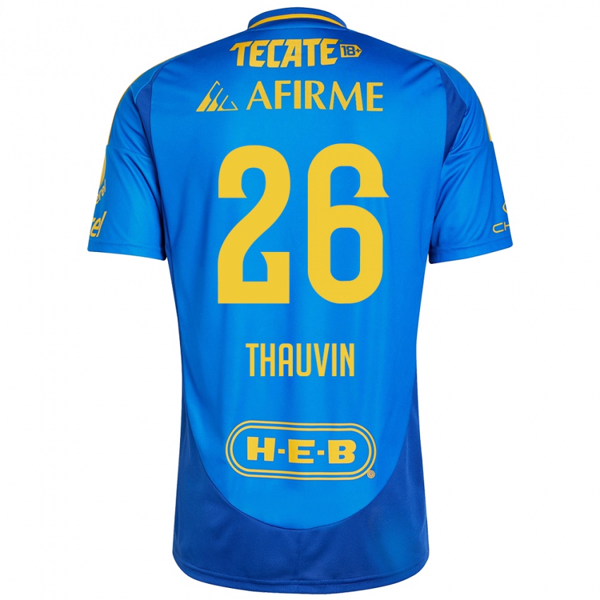 Lapset Florian Thauvin #26 Sininen Keltainen Vieraspaita 2024/25 Lyhythihainen Paita T-Paita