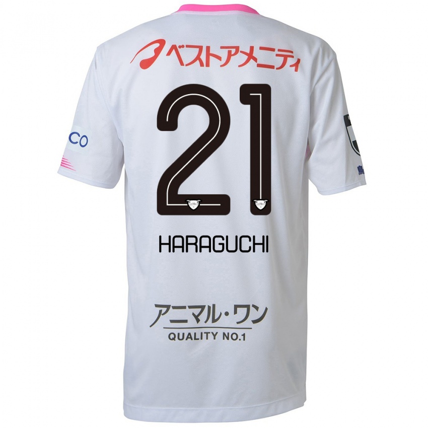 Lapset Konosuke Haraguchi #21 Valkoinen Sininen Pinkki Vieraspaita 2024/25 Lyhythihainen Paita T-Paita