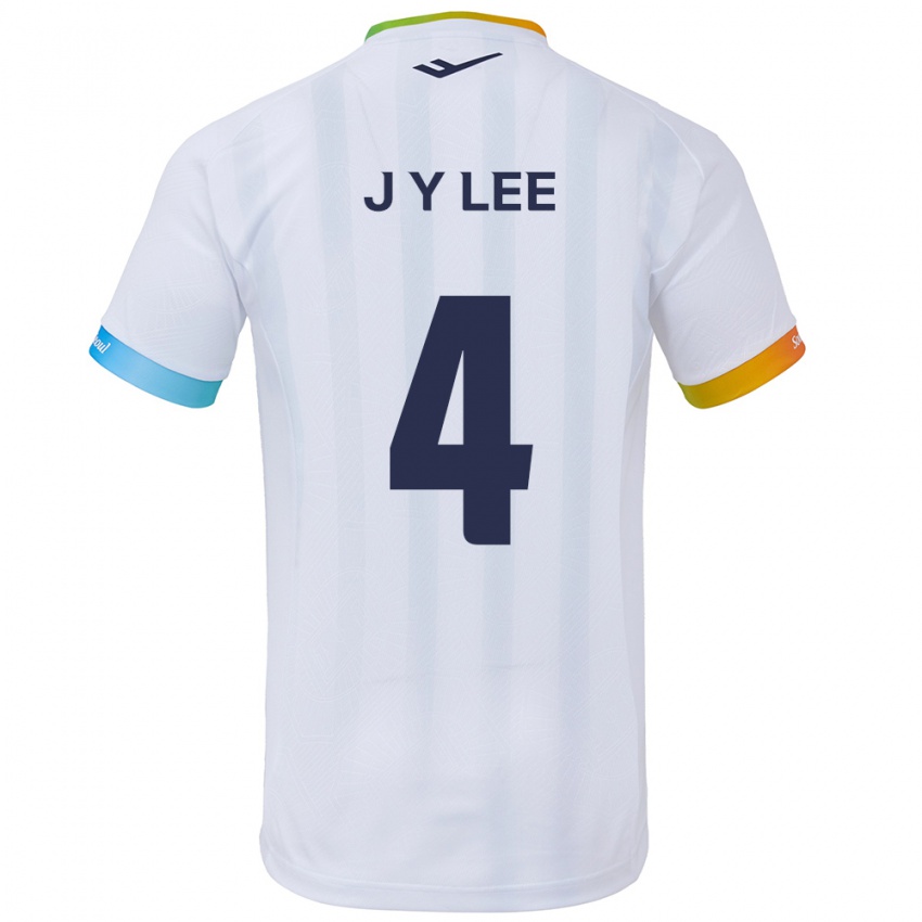 Lapset Young-Jun Lee #4 Valkoinen Sininen Vieraspaita 2024/25 Lyhythihainen Paita T-Paita