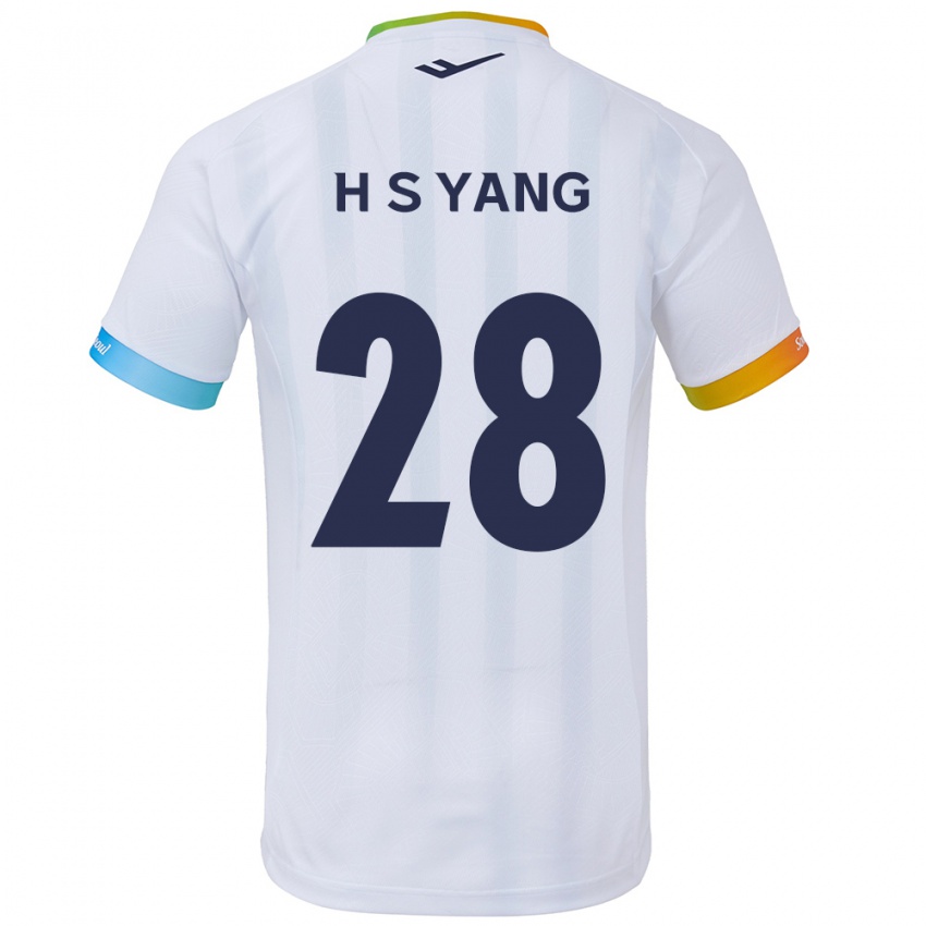 Lapset Seung-Hyeon Yang #28 Valkoinen Sininen Vieraspaita 2024/25 Lyhythihainen Paita T-Paita