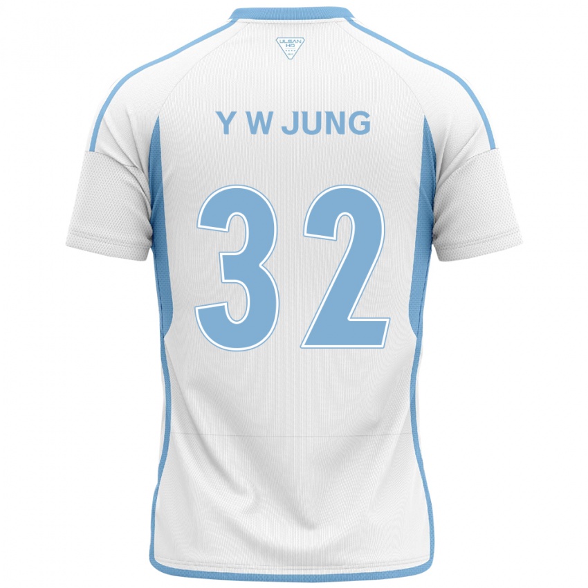 Lapset Woo-Young Jung #32 Valkoinen Sininen Vieraspaita 2024/25 Lyhythihainen Paita T-Paita