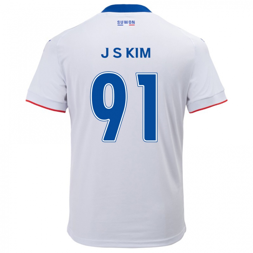 Lapset Seong-Ju Kim #91 Valkoinen Sininen Vieraspaita 2024/25 Lyhythihainen Paita T-Paita