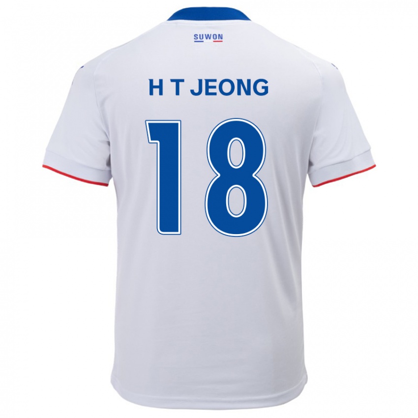 Lapset Tae-Hwan Jeong #18 Valkoinen Sininen Vieraspaita 2024/25 Lyhythihainen Paita T-Paita