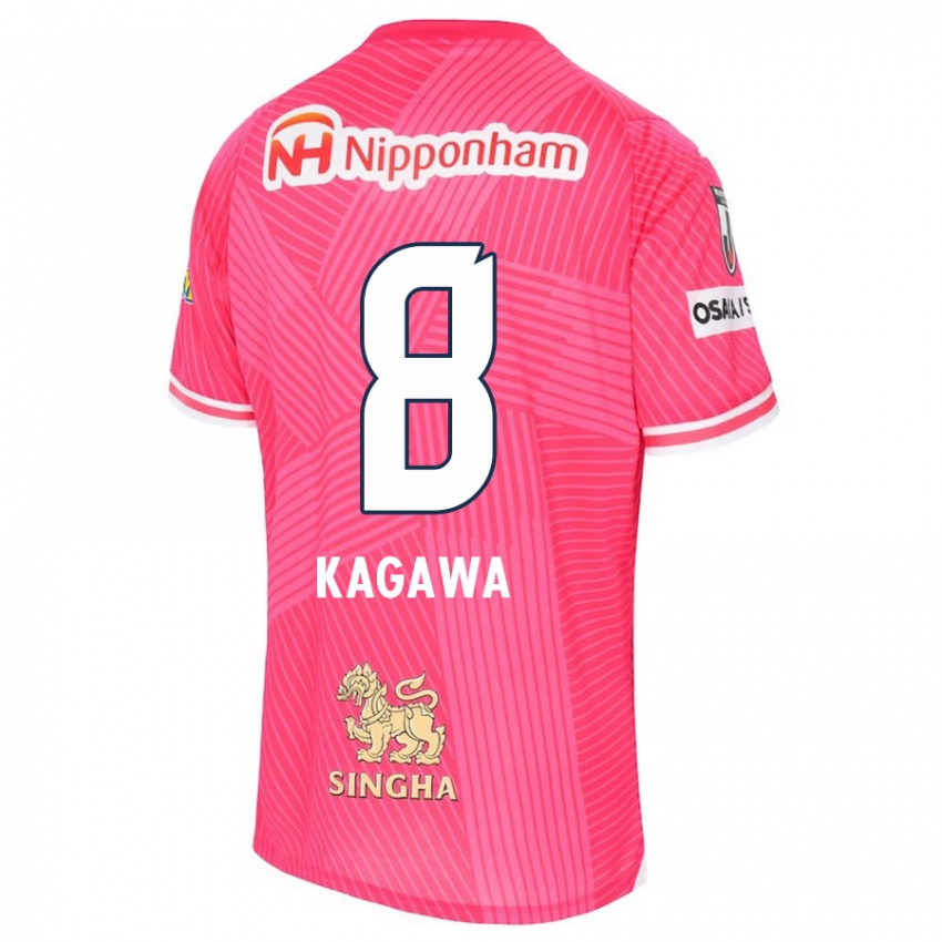 Miesten Shinji Kagawa #8 Vaaleanpunainen Valkoinen Kotipaita 2024/25 Lyhythihainen Paita T-Paita