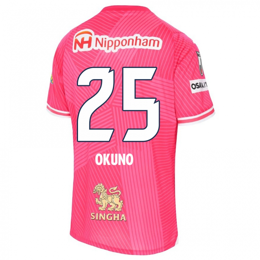 Miesten Hiroaki Okuno #25 Vaaleanpunainen Valkoinen Kotipaita 2024/25 Lyhythihainen Paita T-Paita