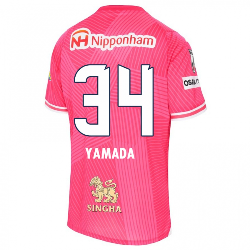 Miesten Hiroto Yamada #34 Vaaleanpunainen Valkoinen Kotipaita 2024/25 Lyhythihainen Paita T-Paita