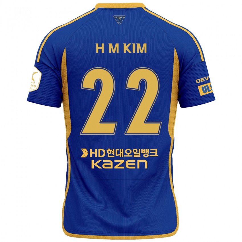 Miesten Min-Hyuk Kim #22 Sininen Keltainen Kotipaita 2024/25 Lyhythihainen Paita T-Paita