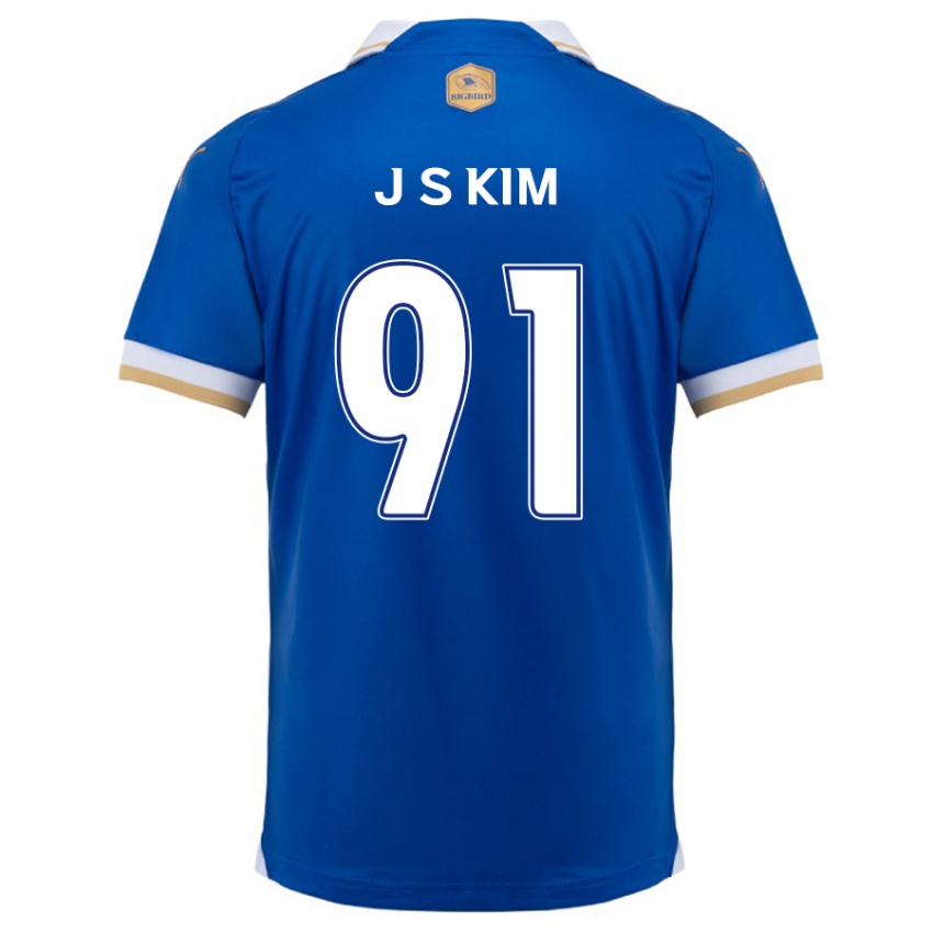 Miesten Seong-Ju Kim #91 Sinivalkoinen Kotipaita 2024/25 Lyhythihainen Paita T-Paita