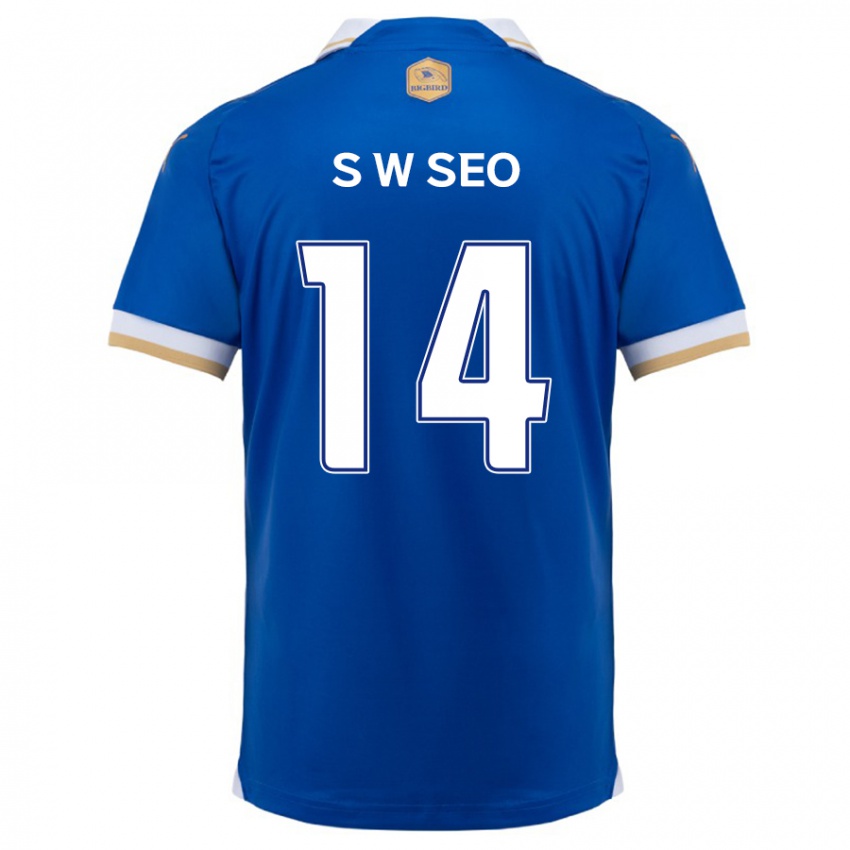 Miesten Woo-Seong Seo #14 Sinivalkoinen Kotipaita 2024/25 Lyhythihainen Paita T-Paita