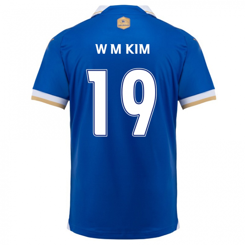 Miesten Min-Woo Kim #19 Sinivalkoinen Kotipaita 2024/25 Lyhythihainen Paita T-Paita