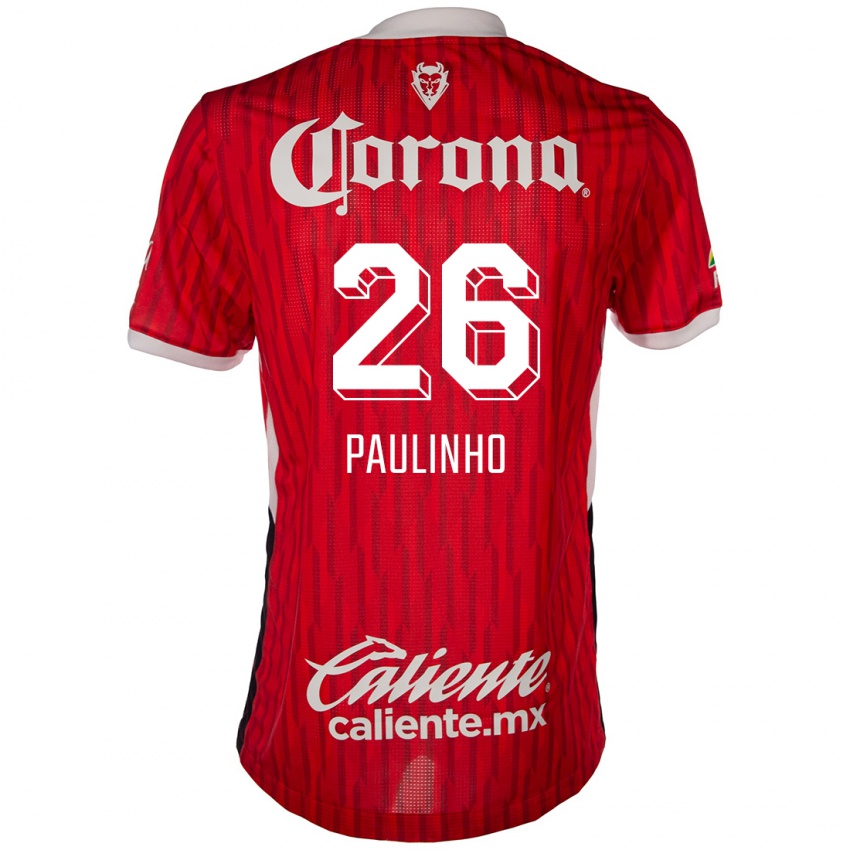 Miesten Paulinho #26 Punainen Valkoinen Kotipaita 2024/25 Lyhythihainen Paita T-Paita