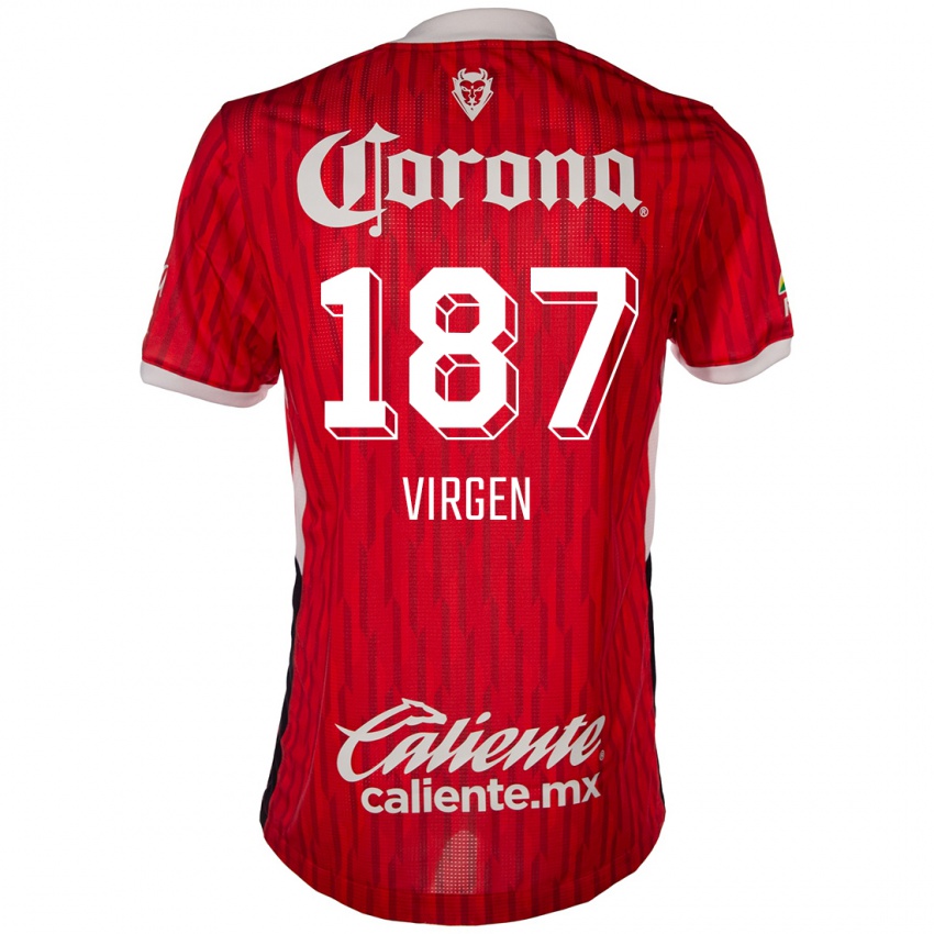 Miesten Oswaldo Virgen #187 Punainen Valkoinen Kotipaita 2024/25 Lyhythihainen Paita T-Paita