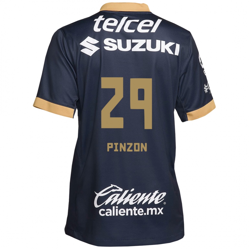 Miesten Liceth Pinzon #29 Obsidian Gold Valkoinen Vieraspaita 2024/25 Lyhythihainen Paita T-Paita