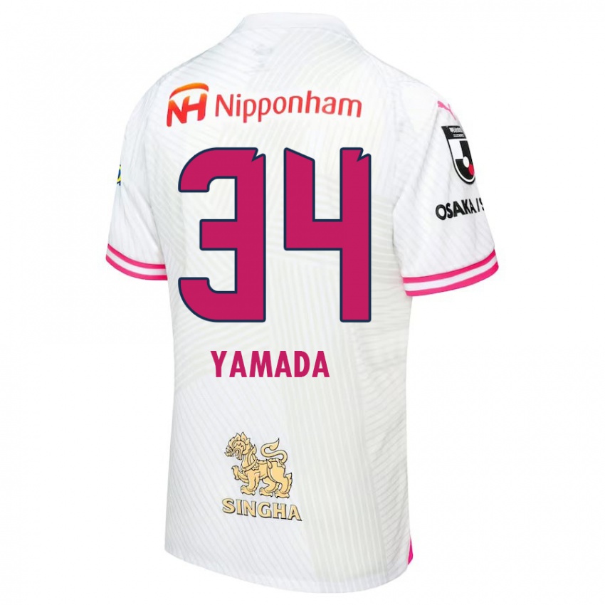 Miesten Hiroto Yamada #34 Valkoinen Pinkki Vieraspaita 2024/25 Lyhythihainen Paita T-Paita