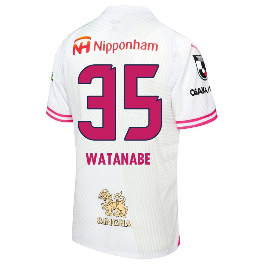 Miesten Ryo Watanabe #35 Valkoinen Pinkki Vieraspaita 2024/25 Lyhythihainen Paita T-Paita