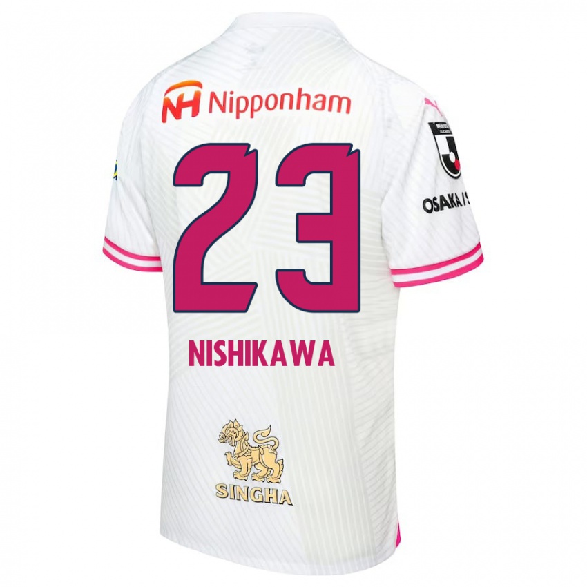 Miesten Hiroki Nishikawa #23 Valkoinen Pinkki Vieraspaita 2024/25 Lyhythihainen Paita T-Paita