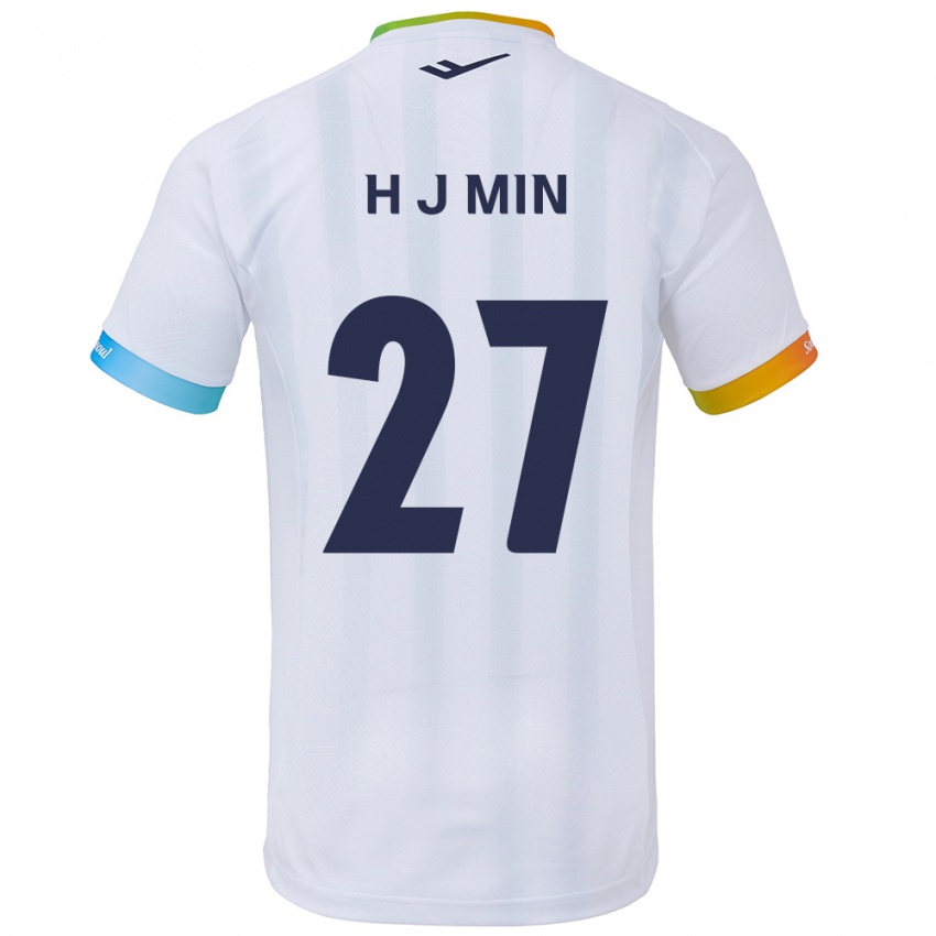 Miesten Ji-Hoon Min #27 Valkoinen Sininen Vieraspaita 2024/25 Lyhythihainen Paita T-Paita