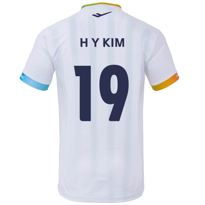 Miesten Yong-Hyuk Kim #19 Valkoinen Sininen Vieraspaita 2024/25 Lyhythihainen Paita T-Paita