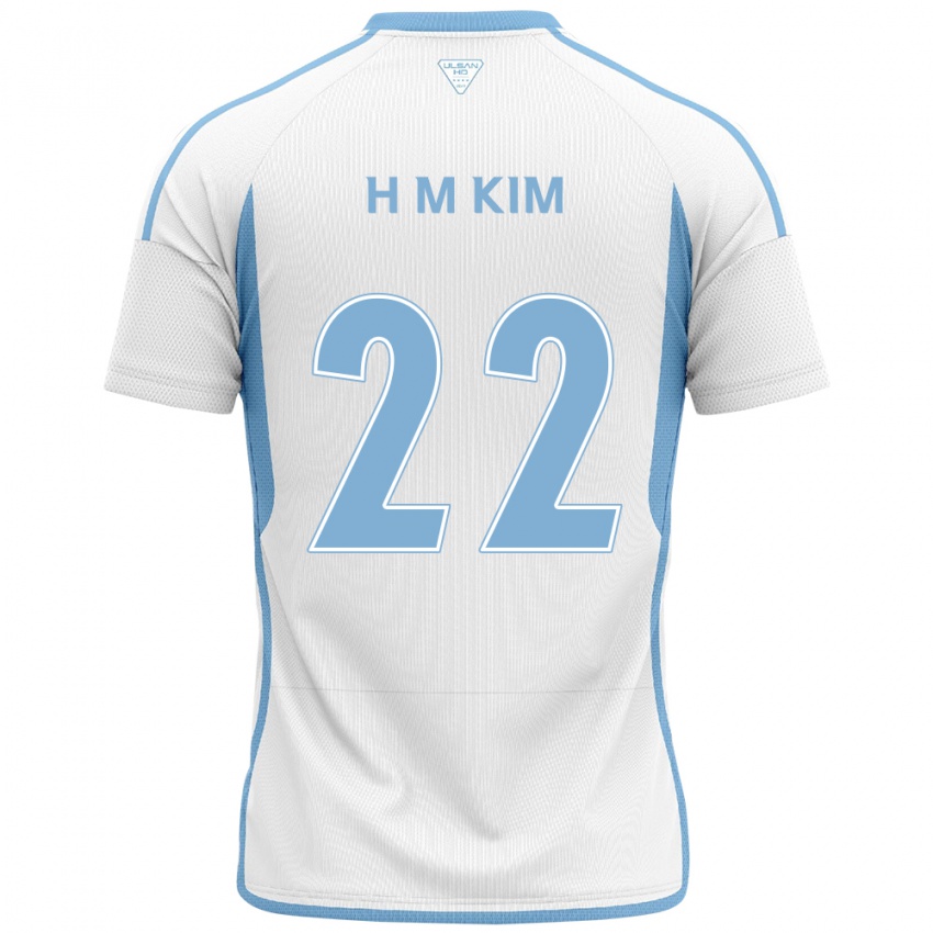 Miesten Min-Hyuk Kim #22 Valkoinen Sininen Vieraspaita 2024/25 Lyhythihainen Paita T-Paita