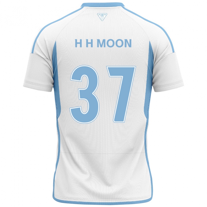 Miesten Hyeon-Ho Moon #37 Valkoinen Sininen Vieraspaita 2024/25 Lyhythihainen Paita T-Paita