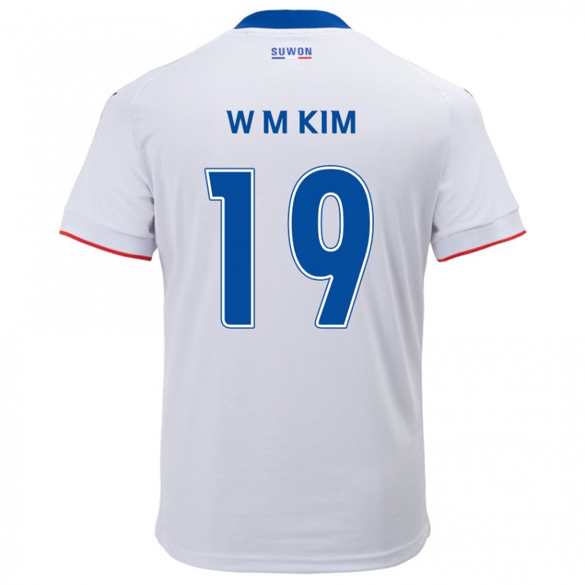 Miesten Min-Woo Kim #19 Valkoinen Sininen Vieraspaita 2024/25 Lyhythihainen Paita T-Paita