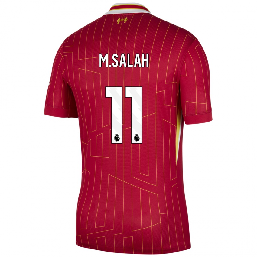 Lapset Mohamed Salah #11 Punainen Keltainen Valkoinen Kotipaita 2024/25 Lyhythihainen Paita T-Paita