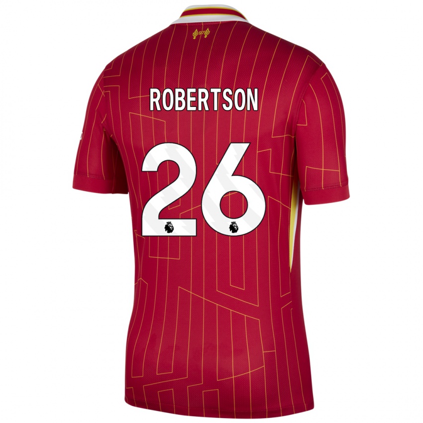 Lapset Andrew Robertson #26 Punainen Keltainen Valkoinen Kotipaita 2024/25 Lyhythihainen Paita T-Paita