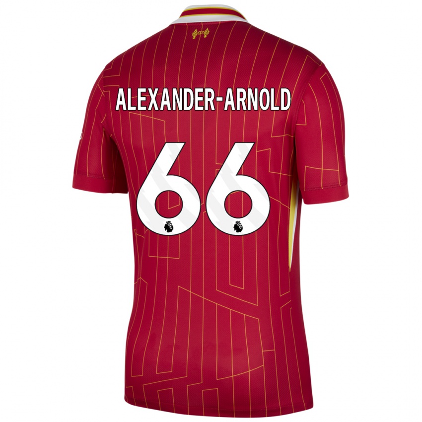 Lapset Trent Alexander-Arnold #66 Punainen Keltainen Valkoinen Kotipaita 2024/25 Lyhythihainen Paita T-Paita