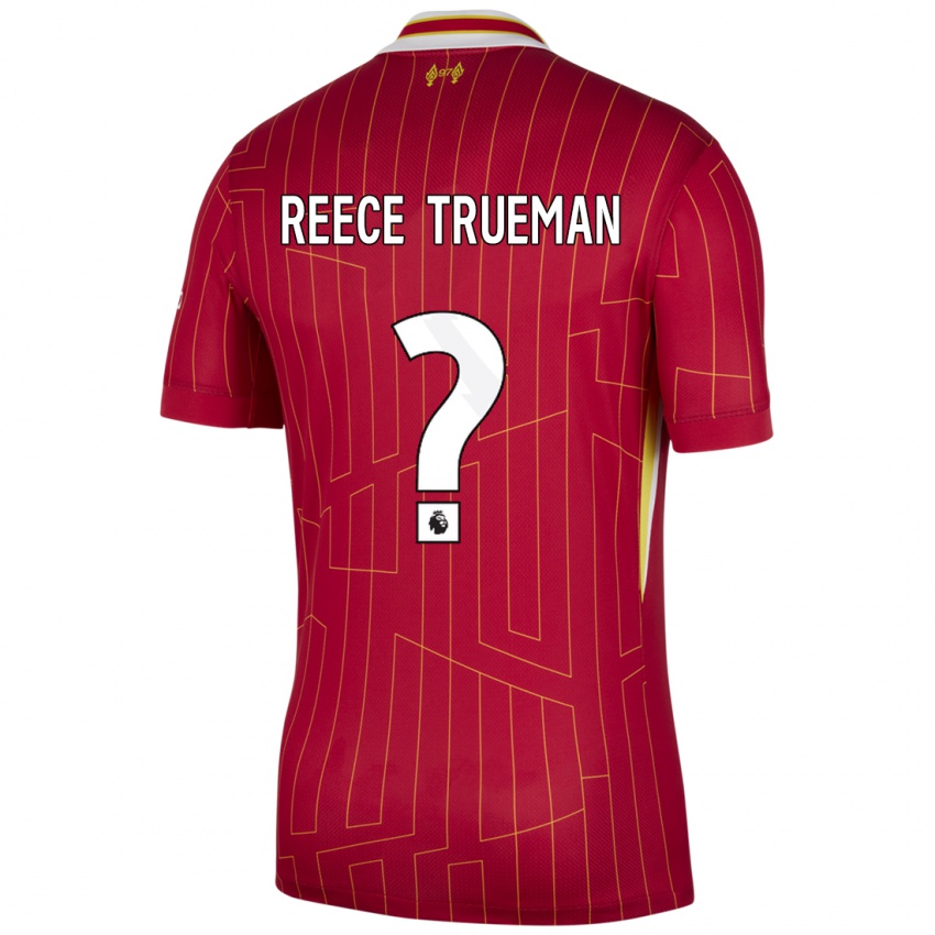 Lapset Reece Trueman #0 Punainen Keltainen Valkoinen Kotipaita 2024/25 Lyhythihainen Paita T-Paita