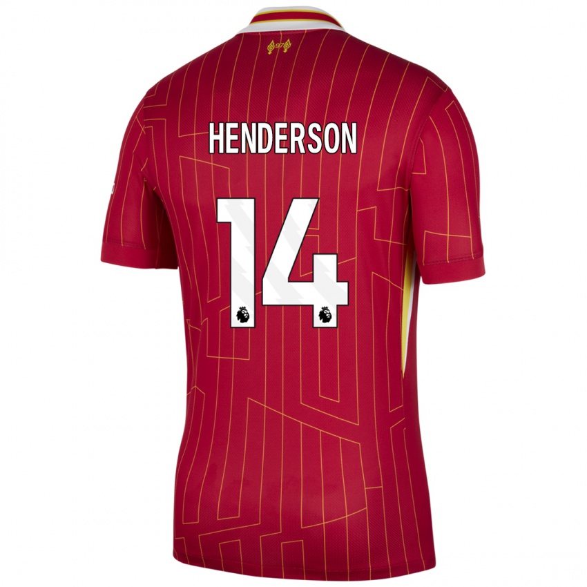 Lapset Henderson #14 Punainen Keltainen Valkoinen Kotipaita 2024/25 Lyhythihainen Paita T-Paita