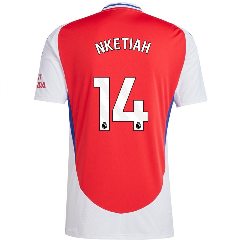 Lapset Eddie Nketiah #14 Punainen Valkoinen Kotipaita 2024/25 Lyhythihainen Paita T-Paita