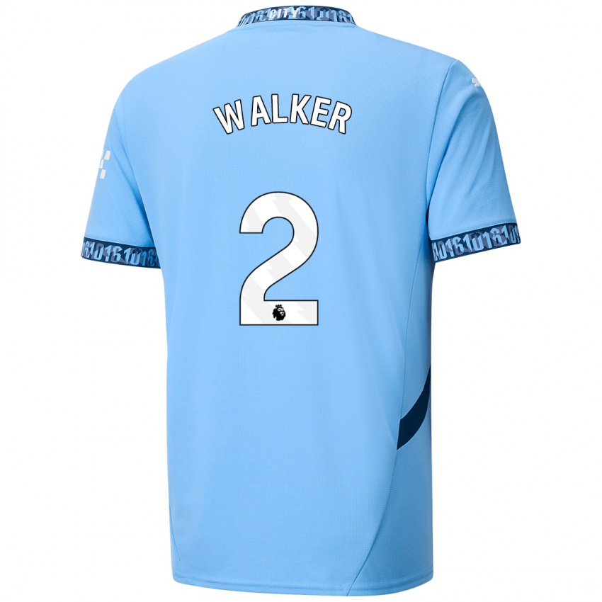 Lapset Kyle Walker #2 Tummansininen Kotipaita 2024/25 Lyhythihainen Paita T-Paita