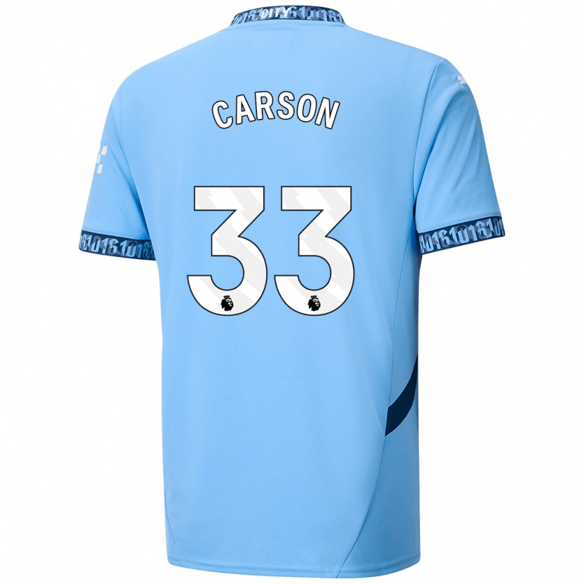 Lapset Scott Carson #33 Tummansininen Kotipaita 2024/25 Lyhythihainen Paita T-Paita