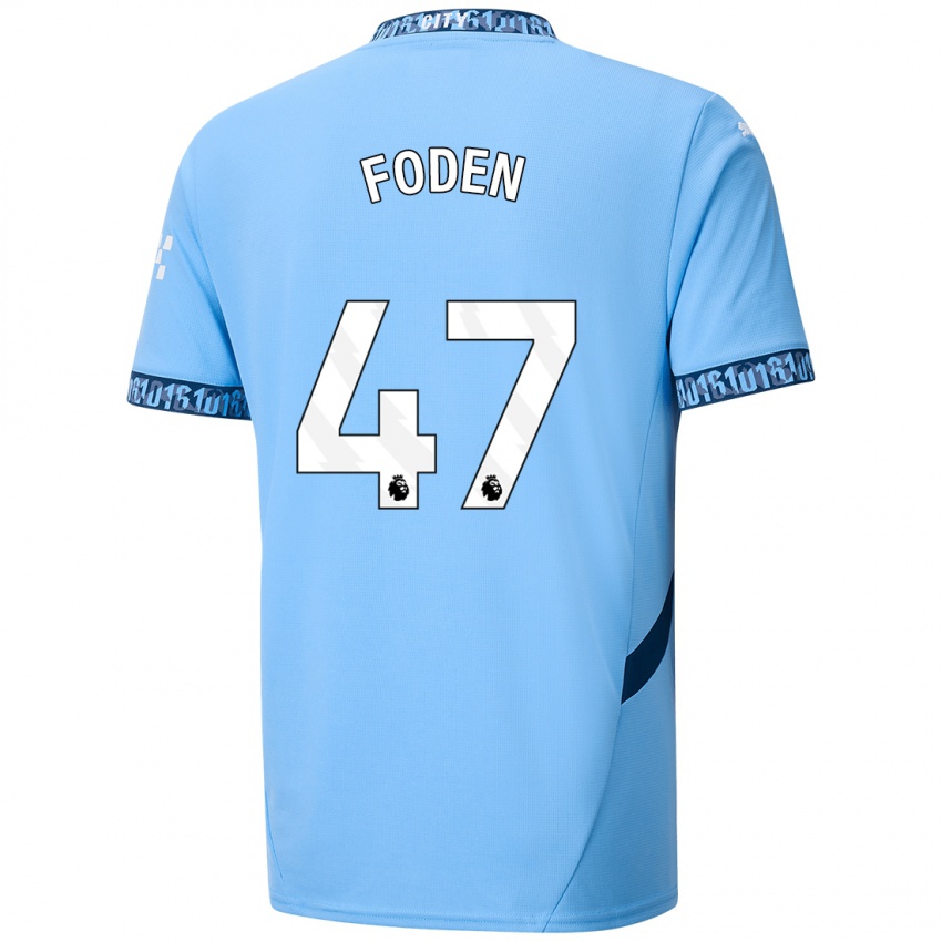 Lapset Phil Foden #47 Tummansininen Kotipaita 2024/25 Lyhythihainen Paita T-Paita