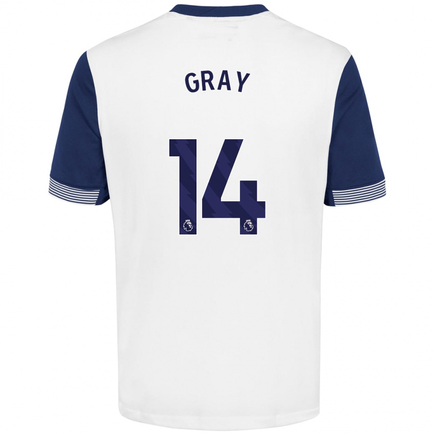 Lapset Archie Gray #14 Valkoinen Sininen Kotipaita 2024/25 Lyhythihainen Paita T-Paita