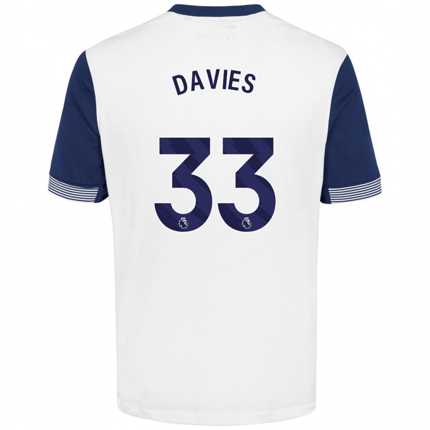 Lapset Ben Davies #33 Valkoinen Sininen Kotipaita 2024/25 Lyhythihainen Paita T-Paita