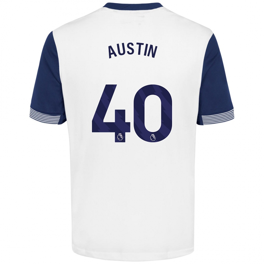 Lapset Brandon Austin #40 Valkoinen Sininen Kotipaita 2024/25 Lyhythihainen Paita T-Paita