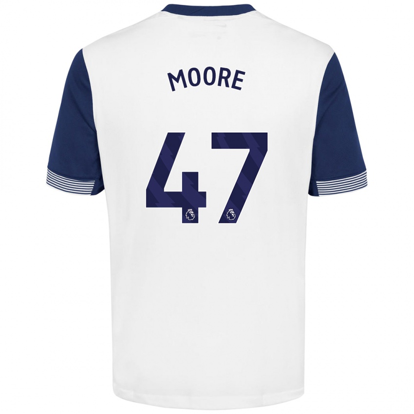 Lapset Mikey Moore #47 Valkoinen Sininen Kotipaita 2024/25 Lyhythihainen Paita T-Paita