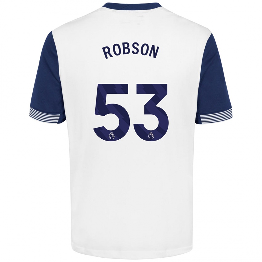 Lapset Max Robson #53 Valkoinen Sininen Kotipaita 2024/25 Lyhythihainen Paita T-Paita