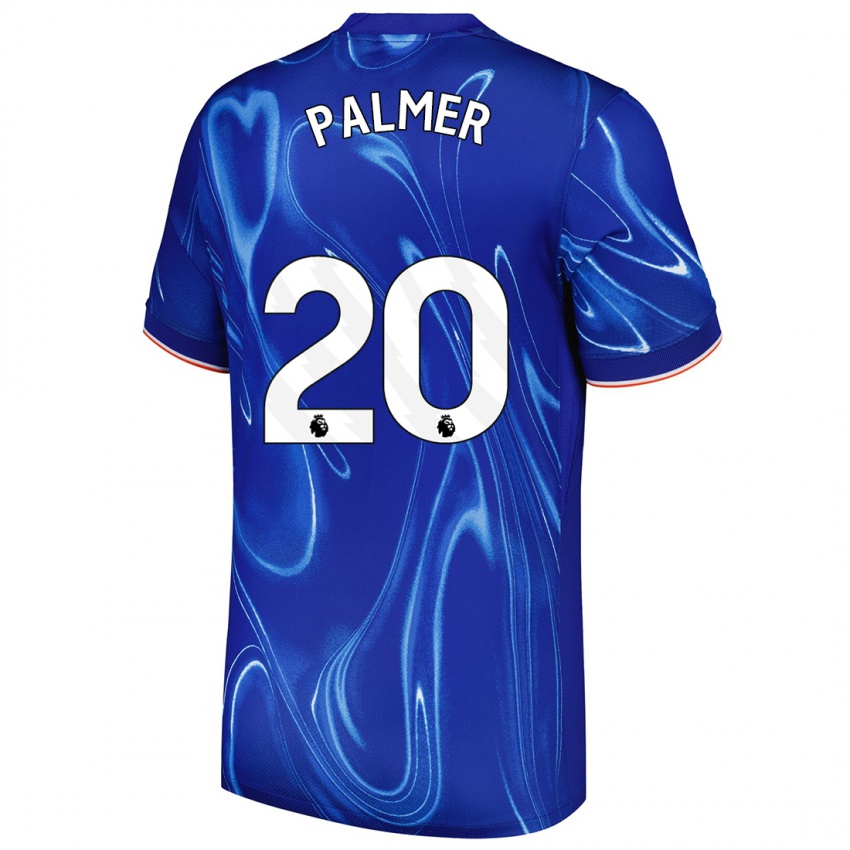 Lapset Cole Palmer #20 Sininen Valkoinen Kotipaita 2024/25 Lyhythihainen Paita T-Paita