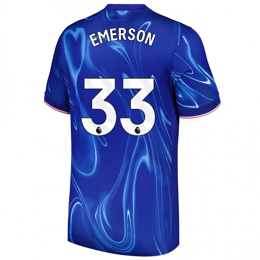 Lapset Emerson #33 Sininen Valkoinen Kotipaita 2024/25 Lyhythihainen Paita T-Paita