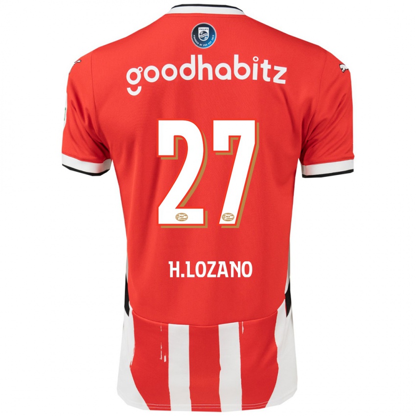 Lapset Hirving Lozano #27 Punainen Valkoinen Kotipaita 2024/25 Lyhythihainen Paita T-Paita